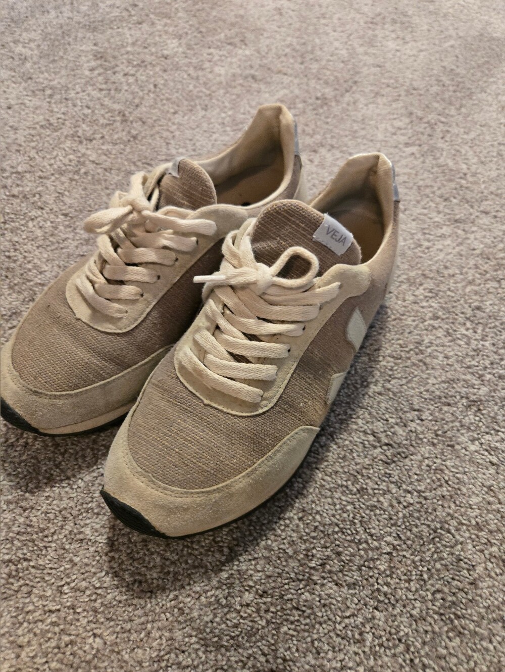 Veja Women's Beige Suede & Canvas Sneakers
